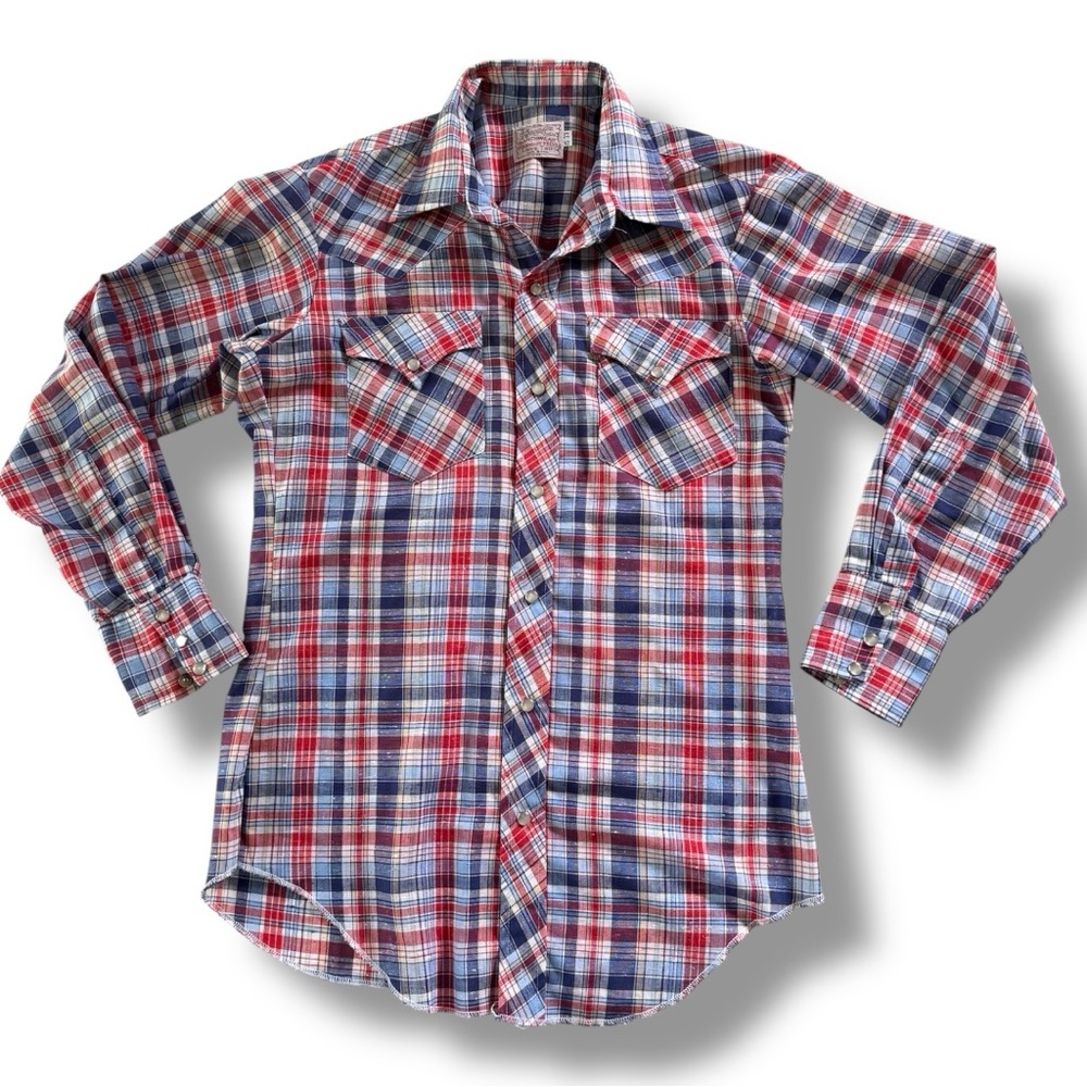 H Bar C California Ranchwear Pearl Snap Button Shirt Plaid Size 15